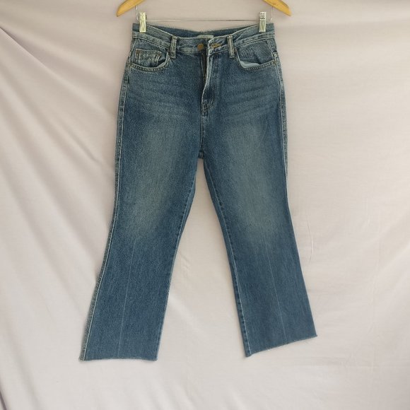Flared jeans High waist Medium wash 100% soft cotton/sailor pocket/no stretch 27 - Picture 1 of 7